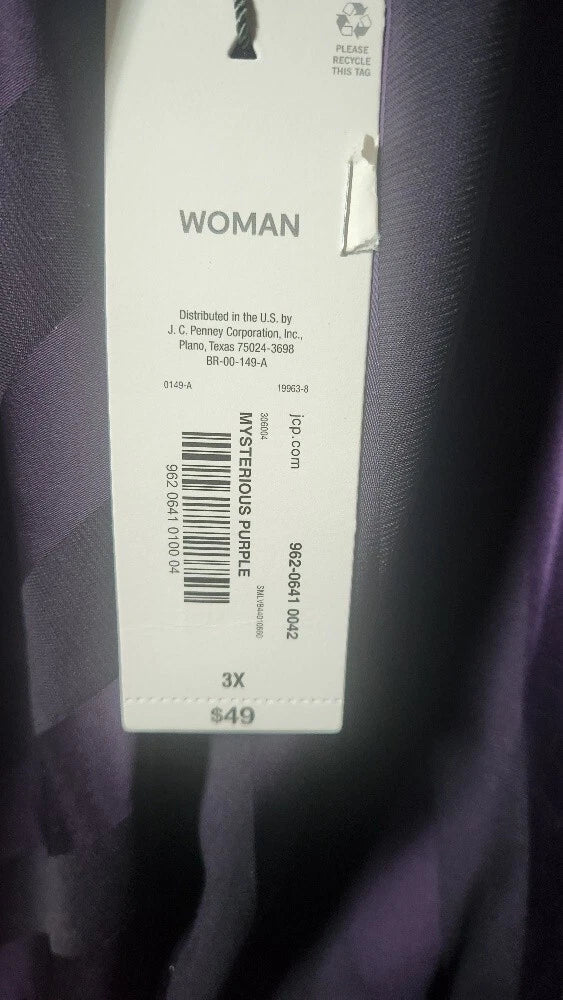 Liz Claiborne Purple Black Striped Dress Shirt Round Neck Long Sleeve Size 3x