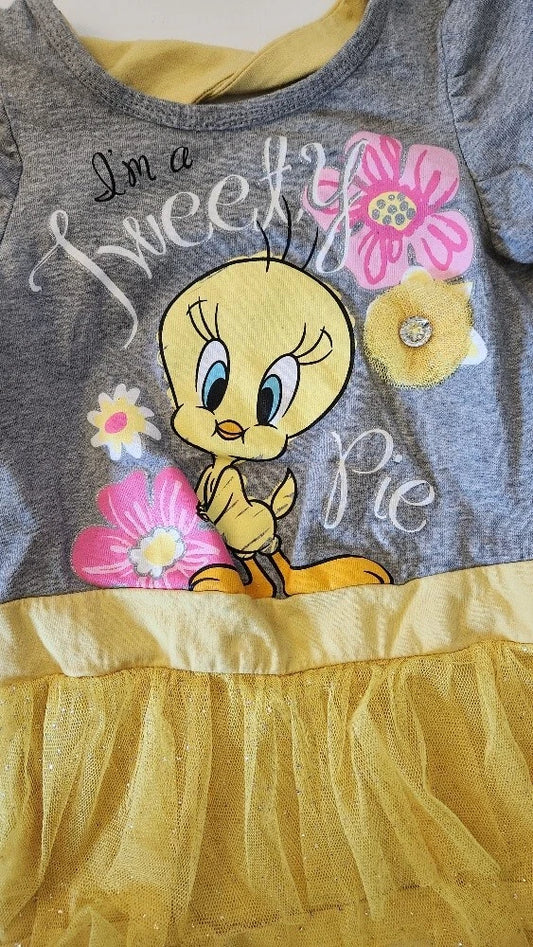 Tweety Gray Yellow Girls Toddler Dress Tutu 3T Tweety Bird Cute