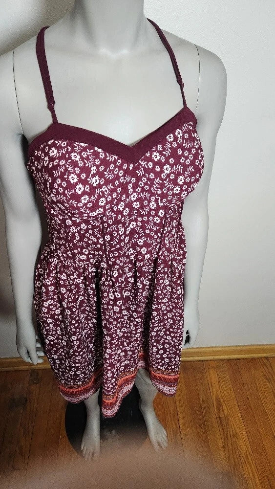 Dress Xhilaration Womens BorgundyFloral Stretch Fit  Size X-Large