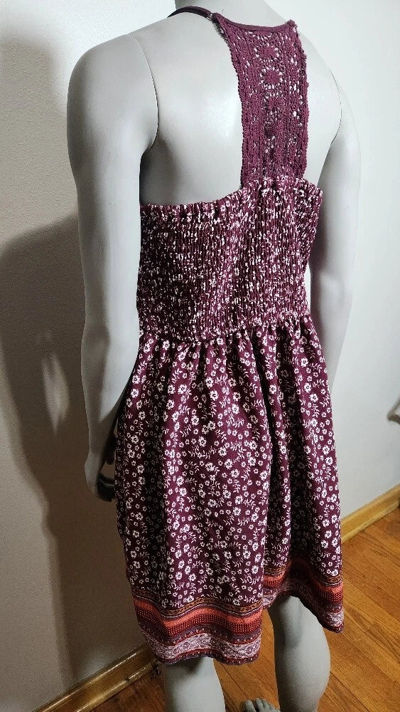 Dress Xhilaration Womens BorgundyFloral Stretch Fit  Size X-Large