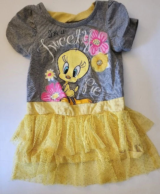 Tweety Gray Yellow Girls Toddler Dress Tutu 3T Tweety Bird Cute