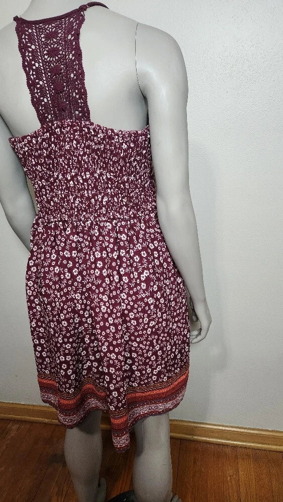 Dress Xhilaration Womens BorgundyFloral Stretch Fit  Size X-Large