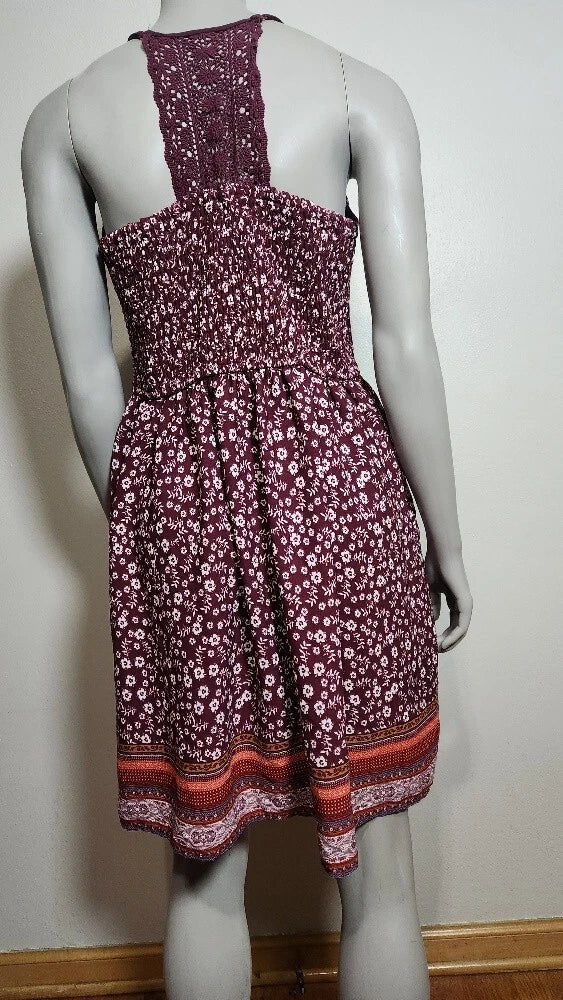 Dress Xhilaration Womens BorgundyFloral Stretch Fit  Size X-Large